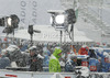 Heavy snowfall during second run of men giant slalom race of Audi FIS Alpine skiing World cup 2012-2013 in Soelden, Austria. First men giant slalom race of Audi FIS Alpine skiing World cup was held on Rettenbach glacier above Soelden, Austria, on Sunday, 28th of October 2012.
