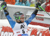 Winner Ted Ligety of USA reacts in finish of second run of men giant slalom race of Audi FIS Alpine skiing World cup 2012-2013 in Soelden, Austria. First men giant slalom race of Audi FIS Alpine skiing World cup was held on Rettenbach glacier above Soelden, Austria, on Sunday, 28th of October 2012.
