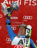 Winner Ted Ligety of USA celebrates his medal won in men giant slalom race of Audi FIS Alpine skiing World cup 2012-2013 in Soelden, Austria. First men giant slalom race of Audi FIS Alpine skiing World cup was held on Rettenbach glacier above Soelden, Austria, on Sunday, 28th of October 2012.
