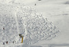 Snowy slopes of Rettenbach glacier. First men giant slalom race of Audi FIS Alpine skiing World cup was held on Rettenbach glacier above Soelden, Austria, on Sunday, 28th of October 2012.
