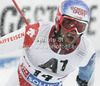 Fifth placed Didier Defago of Switzerland reacts in finish of second run of men giant slalom race of Audi FIS Alpine skiing World cup 2012-2013 in Soelden, Austria. First men giant slalom race of Audi FIS Alpine skiing World cup was held on Rettenbach glacier above Soelden, Austria, on Sunday, 28th of October 2012.
