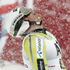 Kjetil Jansrud of Norway reacts in finish of second run of men giant slalom race of Audi FIS Alpine skiing World cup 2012-2013 in Soelden, Austria. First men giant slalom race of Audi FIS Alpine skiing World cup was held on Rettenbach glacier above Soelden, Austria, on Sunday, 28th of October 2012.
