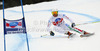 Second placed Matteo Marsaglia of Italy skiing in men super-g race of Audi FIS Alpine skiing World cup 2012-2013 in Val Gardena, Italy. Man super-g race of Audi FIS Alpine skiing World cup was held on Saslong course in Val Gardena, Italy, on Friday, 14th of December 2012.
