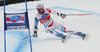 Didier Defago of Switzerland skiing in men super-g race of Audi FIS Alpine skiing World cup 2012-2013 in Val Gardena, Italy. Man super-g race of Audi FIS Alpine skiing World cup was held on Saslong course in Val Gardena, Italy, on Friday, 14th of December 2012.
