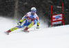 Rok Perko of Slovenia skiing in men super-g race of Audi FIS Alpine skiing World cup 2012-2013 in Val Gardena, Italy. Man super-g race of Audi FIS Alpine skiing World cup was held on Saslong course in Val Gardena, Italy, on Friday, 14th of December 2012.
