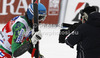 Andreas Romar of Finland reacts in the finish of the men Super-G race of Audi FIS alpine skiing World Cup in Val Gardena, Italy. Super-G race of Men Audi FIS Alpine skiing World Cup 2012 / 2013, was held on Friday, 14th of December 2012, on Saslong course in Val Gardena, Italy.
