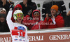 Matteo Marsaglia of Italy reacts in the finish of the men Super-G race of Audi FIS alpine skiing World Cup in Val Gardena, Italy. Super-G race of Men Audi FIS Alpine skiing World Cup 2012 / 2013, was held on Friday, 14th of December 2012, on Saslong course in Val Gardena, Italy.
