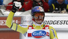 Aksel Lund Svindal of Norway reacts in the finish of the men Super-G race of Audi FIS alpine skiing World Cup in Val Gardena, Italy. Super-G race of Men Audi FIS Alpine skiing World Cup 2012 / 2013, was held on Friday, 14th of December 2012, on Saslong course in Val Gardena, Italy.
