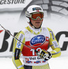Kjetil Jansrud of Norway reacts in the finish of the men Super-G race of Audi FIS alpine skiing World Cup in Val Gardena, Italy. Super-G race of Men Audi FIS Alpine skiing World Cup 2012 / 2013, was held on Friday, 14th of December 2012, on Saslong course in Val Gardena, Italy.
