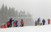 Course workers preparing course in heavy snow before start of men downhill race of Audi FIS Alpine skiing World cup 2012-2013 in Val Gardena, Italy. Man downhill race of Audi FIS Alpine skiing World cup was held on Saslong course in Val Gardena, Italy, on Saturday, 15th of December 2012.
