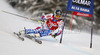 Alexis Pinturault of France skiing in first run of men giant slalom race of Audi FIS Alpine skiing World cup 2012-2013 in Alta Badia, Italy. Man giant slalom race of Audi FIS Alpine skiing World cup was held on Gran Risa course in Alta Badia, Italy, on Sunday, 16th of December 2012.
