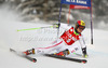 Marcel Hirscher of Austria skiing in first run of men giant slalom race of Audi FIS Alpine skiing World cup 2012-2013 in Alta Badia, Italy. Man giant slalom race of Audi FIS Alpine skiing World cup was held on Gran Risa course in Alta Badia, Italy, on Sunday, 16th of December 2012.
