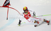 Marcel Hirscher of Austria skiing in first run of men giant slalom race of Audi FIS Alpine skiing World cup 2012-2013 in Alta Badia, Italy. Man giant slalom race of Audi FIS Alpine skiing World cup was held on Gran Risa course in Alta Badia, Italy, on Sunday, 16th of December 2012.
