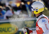Fifth placed Davide Simoncelli of Italy reacts in finish of second run of men giant slalom race of Audi FIS Alpine skiing World cup 2012-2013 in Alta Badia, Italy. Man giant slalom race of Audi FIS Alpine skiing World cup was held on Gran Risa course in Alta Badia, Italy, on Sunday, 16th of December 2012.
