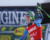 Winner Ted Ligety of USA reacts in finish of second run of men giant slalom race of Audi FIS Alpine skiing World cup 2012-2013 in Alta Badia, Italy. Man giant slalom race of Audi FIS Alpine skiing World cup was held on Gran Risa course in Alta Badia, Italy, on Sunday, 16th of December 2012.
