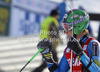 Winner Ted Ligety of USA reacts in finish of second run of men giant slalom race of Audi FIS Alpine skiing World cup 2012-2013 in Alta Badia, Italy. Man giant slalom race of Audi FIS Alpine skiing World cup was held on Gran Risa course in Alta Badia, Italy, on Sunday, 16th of December 2012.
