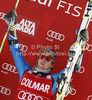 Winner Ted Ligety of USA celebrates his medal won in men giant slalom race of Audi FIS Alpine skiing World cup 2012-2013 in Alta Badia, Italy. Man giant slalom race of Audi FIS Alpine skiing World cup was held on Gran Risa course in Alta Badia, Italy, on Sunday, 16th of December 2012.
