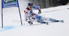 Dominique Gisin of Switzerland skiing in first run of women giant slalom race of Audi FIS Alpine skiing World cup 2012-2013 in Semmering, Austria. Women giant slalom race of Audi FIS Alpine skiing World cup was held in Semmering, Austria, on Friday, 28th of December 2012.
