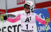 Fifth placed Viktoria Rebensburg of Germany reacts in finish of second run of women giant slalom race of Audi FIS Alpine skiing World cup 2012-2013 in Semmering, Austria. Women giant slalom race of Audi FIS Alpine skiing World cup was held in Semmering, Austria, on Friday, 28th of December 2012.
