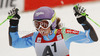 Second placed Tina Maze of Slovenia reacts in finish of second run of women giant slalom race of Audi FIS Alpine skiing World cup 2012-2013 in Semmering, Austria. Women giant slalom race of Audi FIS Alpine skiing World cup was held in Semmering, Austria, on Friday, 28th of December 2012.
