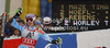 Second placed Tina Maze of Slovenia reacts in finish of second run of women giant slalom race of Audi FIS Alpine skiing World cup 2012-2013 in Semmering, Austria. Women giant slalom race of Audi FIS Alpine skiing World cup was held in Semmering, Austria, on Friday, 28th of December 2012.
