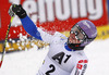 Third placed Tessa Worley of France reacts in finish of second run of women giant slalom race of Audi FIS Alpine skiing World cup 2012-2013 in Semmering, Austria. Women giant slalom race of Audi FIS Alpine skiing World cup was held in Semmering, Austria, on Friday, 28th of December 2012.
