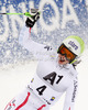 Winner Anna Fenninger of Austria reacts in finish of second run of women giant slalom race of Audi FIS Alpine skiing World cup 2012-2013 in Semmering, Austria. Women giant slalom race of Audi FIS Alpine skiing World cup was held in Semmering, Austria, on Friday, 28th of December 2012.
