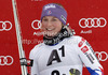 Third placed Tessa Worley of France celebrates her medal won in women giant slalom race of Audi FIS Alpine skiing World cup 2012-2013 in Semmering, Austria. Women giant slalom race of Audi FIS Alpine skiing World cup was held in Semmering, Austria, on Friday, 28th of December 2012.
