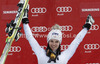 Winner Anna Fenninger of Austria celebrates her medal won in women giant slalom race of Audi FIS Alpine skiing World cup 2012-2013 in Semmering, Austria. Women giant slalom race of Audi FIS Alpine skiing World cup was held in Semmering, Austria, on Friday, 28th of December 2012.
