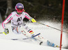 Maria Hoefl-Riesch of Germany skiing in first run of women slalom race of Audi FIS Alpine skiing World cup 2012-2013 in Semmering, Austria. Women slalom race of Audi FIS Alpine skiing World cup was held in Semmering, Austria, on Saturday, 29th of December 2012.

