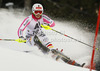 Christina Geiger of Germany skiing in first run of women slalom race of Audi FIS Alpine skiing World cup 2012-2013 in Semmering, Austria. Women slalom race of Audi FIS Alpine skiing World cup was held in Semmering, Austria, on Saturday, 29th of December 2012.
