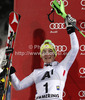 Second placed Kathrin Zettel of Austria celebrates her medal won in women slalom race of Audi FIS Alpine skiing World cup 2012-2013 in Semmering, Austria. Women slalom race of Audi FIS Alpine skiing World cup was held in Semmering, Austria, on Saturday, 29th of December 2012.
