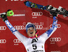 Winner Veronika Velez Zuzulova of Slovakia celebrates her medal won in women slalom race of Audi FIS Alpine skiing World cup 2012-2013 in Semmering, Austria. Women slalom race of Audi FIS Alpine skiing World cup was held in Semmering, Austria, on Saturday, 29th of December 2012.
