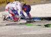 Winner Veronika Velez Zuzulova of Slovakia celebrates her first victory in World cup in finish of second run of women slalom race of Audi FIS Alpine skiing World cup 2012-2013 in Semmering, Austria. Women slalom race of Audi FIS Alpine skiing World cup was held in Semmering, Austria, on Saturday, 29th of December 2012.
