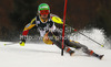 Erin Mielzynski of Canada skiing in first run of women night slalom Snow Queen Trophy race of Audi FIS Alpine skiing World cup 2012-2013 on Sljeme above Zagreb, Croatia. Women night slalom Snow Queen Trophy race of Audi FIS Alpine skiing World cup was held on Sljeme above Zagreb, Croatia, on Friday, 4th of January 2013.
