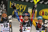 Winner Mikaela Shiffrin of USA (M), second placed Frida Hansdotter of Sweden (L) and third placed Erin Mielzynski of Canada (R) celebrate their medals won in women night slalom Snow Queen Trophy race of Audi FIS Alpine skiing World cup 2012-2013 on Sljeme above Zagreb, Croatia. Women night slalom Snow Queen Trophy race of Audi FIS Alpine skiing World cup was held on Sljeme above Zagreb, Croatia, on Friday, 4th of January 2013.
