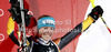 Third placed Erin Mielzynski of Canada celebrates her medal won in women night slalom Snow Queen Trophy race of Audi FIS Alpine skiing World cup 2012-2013 on Sljeme above Zagreb, Croatia. Women night slalom Snow Queen Trophy race of Audi FIS Alpine skiing World cup was held on Sljeme above Zagreb, Croatia, on Friday, 4th of January 2013.
