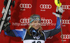 Second placed Frida Hansdotter of Sweden celebrates her medal won in women night slalom Snow Queen Trophy race of Audi FIS Alpine skiing World cup 2012-2013 on Sljeme above Zagreb, Croatia. Women night slalom Snow Queen Trophy race of Audi FIS Alpine skiing World cup was held on Sljeme above Zagreb, Croatia, on Friday, 4th of January 2013.
