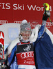 Winner Mikaela Shiffrin of USA celebrates her medal won in women night slalom Snow Queen Trophy race of Audi FIS Alpine skiing World cup 2012-2013 on Sljeme above Zagreb, Croatia. Women night slalom Snow Queen Trophy race of Audi FIS Alpine skiing World cup was held on Sljeme above Zagreb, Croatia, on Friday, 4th of January 2013.
