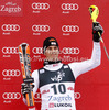 Third placed Mario Matt of Austria celebrates his medal won in men slalom Snow Queen Trophy race of Audi FIS Alpine skiing World cup 2012-2013 on Sljeme above Zagreb, Croatia. Men slalom Snow Queen Trophy race of Audi FIS Alpine skiing World cup was held on Sljeme above Zagreb, Croatia, on Sunday, 6th of January 2013.
