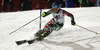 Tanja Poutiainen of Finland skiing in first run of women night slalom race of Audi FIS Alpine skiing World cup 2012-2013 in Flachau, Austria. Women night slalom race of Audi FIS Alpine skiing World cup was held Flachau, Austria, on Tuesday, 15th of January 2013.
