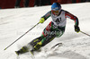 Tanja Poutiainen of Finland skiing in first run of women night slalom race of Audi FIS Alpine skiing World cup 2012-2013 in Flachau, Austria. Women night slalom race of Audi FIS Alpine skiing World cup was held Flachau, Austria, on Tuesday, 15th of January 2013.
