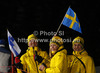 Finnish and Swedish fans on side of the course of the first run of women night slalom race of Audi FIS Alpine skiing World cup 2012-2013 in Flachau, Austria. Women night slalom race of Audi FIS Alpine skiing World cup was held Flachau, Austria, on Tuesday, 15th of January 2013.
