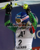 Third placed Tanja Poutiainen of Finland reacts in finish of second run of women night slalom race of Audi FIS Alpine skiing World cup 2012-2013 in Flachau, Austria. Women night slalom race of Audi FIS Alpine skiing World cup was held Flachau, Austria, on Tuesday, 15th of January 2013.
