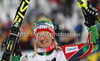 Third placed Tanja Poutiainen of Finland celebrates her medal won in women night slalom race of Audi FIS Alpine skiing World cup 2012-2013 in Flachau, Austria. Women night slalom race of Audi FIS Alpine skiing World cup was held Flachau, Austria, on Tuesday, 15th of January 2013.

