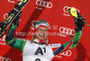 Third placed Tanja Poutiainen of Finland celebrates her medal won in women night slalom race of Audi FIS Alpine skiing World cup 2012-2013 in Flachau, Austria. Women night slalom race of Audi FIS Alpine skiing World cup was held Flachau, Austria, on Tuesday, 15th of January 2013.
