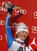 Winner Mikaela Shiffrin of USA celebrates her medal won in women night slalom race of Audi FIS Alpine skiing World cup 2012-2013 in Flachau, Austria. Women night slalom race of Audi FIS Alpine skiing World cup was held Flachau, Austria, on Tuesday, 15th of January 2013.

