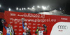 Winner Mikaela Shiffrin of USA (M), second placed Frida Hansdotter of Sweden (L) and third placed Tanja Poutiainen of Finland (R) celebrate their medals won in women night slalom race of Audi FIS Alpine skiing World cup 2012-2013 in Flachau, Austria. Women night slalom race of Audi FIS Alpine skiing World cup was held Flachau, Austria, on Tuesday, 15th of January 2013.
