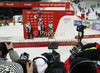 Winner Mikaela Shiffrin of USA (M), second placed Frida Hansdotter of Sweden (L) and third placed Tanja Poutiainen of Finland (R) celebrate their medals won in women night slalom race of Audi FIS Alpine skiing World cup 2012-2013 in Flachau, Austria, while posing for photographers. Women night slalom race of Audi FIS Alpine skiing World cup was held Flachau, Austria, on Tuesday, 15th of January 2013.

