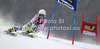 Simona Hoesl of Germany skiing in first run of women giant slalom Golden Fox trophy race of Audi FIS Alpine skiing World cup 2012-2013 in Maribor, Slovenia. Women giant slalom race of Audi FIS Alpine skiing World cup was held in Maribor, Slovenia, on Saturday, 26th of January 2013.
